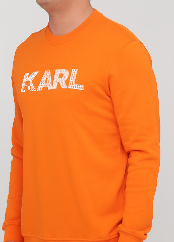 Світшот Karl Lagerfeld - Прямий крій логотип помаранчевий кежуал футер, бавовна - (252025910)