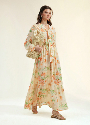 Світло-оранжева кежуал сукня SHEIN з квітковим принтом