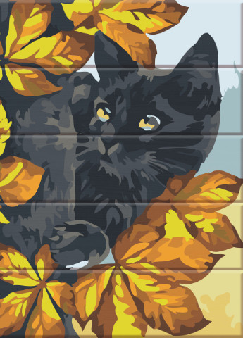Картина за номерами на дереві "Чорний кіт" 30*40 см ArtStory (252266130)