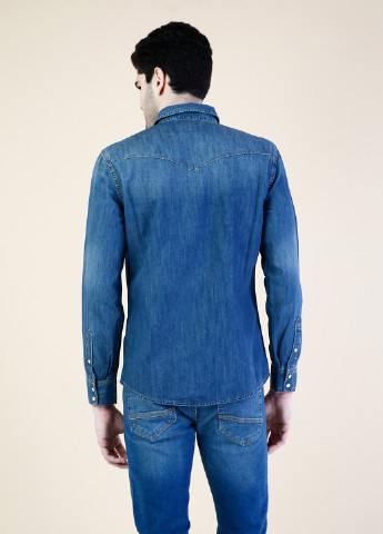 Светло-синяя джинсовая рубашка однотонная Colin's с длинным рукавом