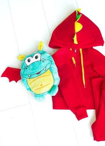 Червоний демісезонний дитячий спортивний трикотажний костюм-трансформер з іграшкою дракон дівчинка червоний 104-140 4-11 років Zabavka