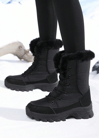 Зимние сапоги SHEIN с мехом тканевые