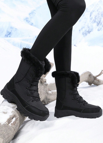 Зимние сапоги SHEIN с мехом тканевые