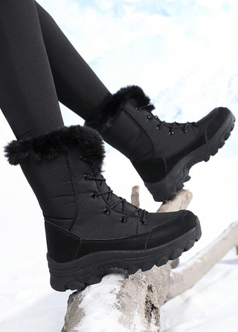 Зимние сапоги SHEIN с мехом тканевые