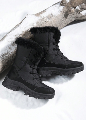 Зимние сапоги SHEIN с мехом тканевые