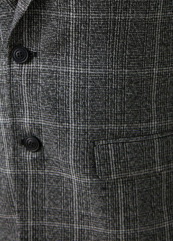 Пиджак KOTON однобортный клетка тёмно-серый кэжуал полиэстер