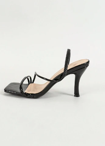 Черные босоножки SHEIN без застежки лаковые