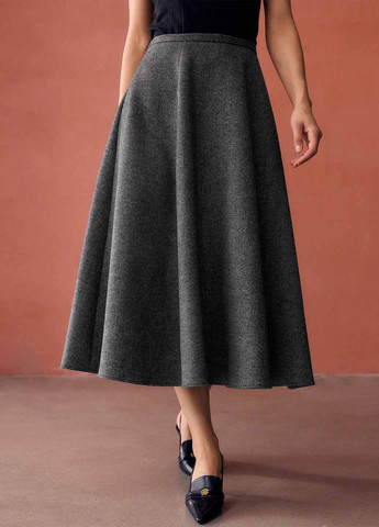 Темно-серая кэжуал с геометрическим узором юбка SHEIN а-силуэта (трапеция)