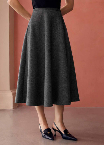 Темно-серая кэжуал с геометрическим узором юбка SHEIN а-силуэта (трапеция)