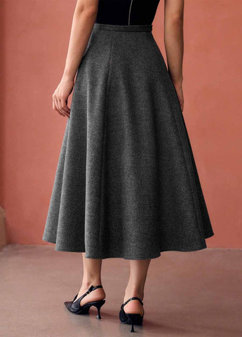 Темно-серая кэжуал с геометрическим узором юбка SHEIN а-силуэта (трапеция)