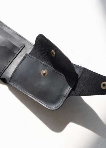Вместительный кошелек ручной работы черного цвета из натуральной винтажной кожи Boorbon (253582669)