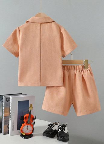 Персиковий літній костюм (піджак, шорти) з шортами SHEIN