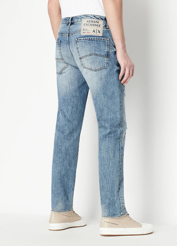 Серо-голубые демисезонные зауженные джинсы Armani Exchange