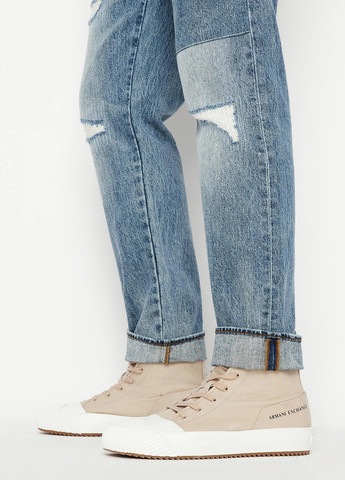 Серо-голубые демисезонные зауженные джинсы Armani Exchange