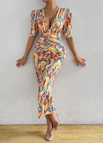 Комбінована кежуал сукня силуетна SHEIN з абстрактним візерунком