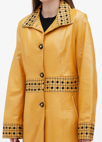 Желтая демисезонная куртка кожаная Gessada
