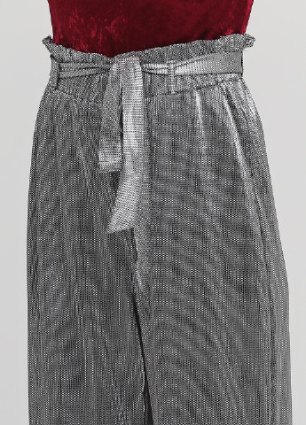 Серебряные кэжуал демисезонные палаццо брюки Ashley Brooke