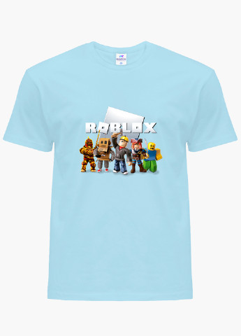 Голубая демисезонная футболка детская роблокс (roblox)(9224-1219) MobiPrint