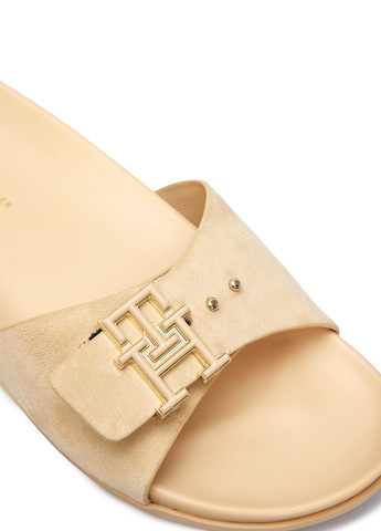 Бежевые шлепанцы Tommy Hilfiger с заклепками, с логотипом