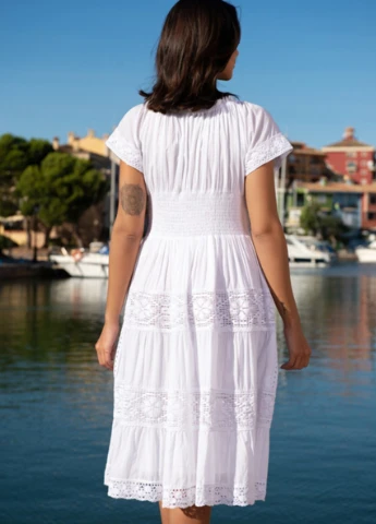Білий коктейльна сукня COTTON однотонна