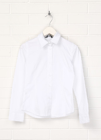 Белая однотонная блузка с длинным рукавом Puledro демисезонная