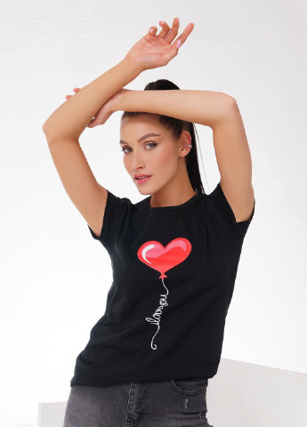 Черная всесезон футболка женская с коротким рукавом ISSA PLUS WN20-247