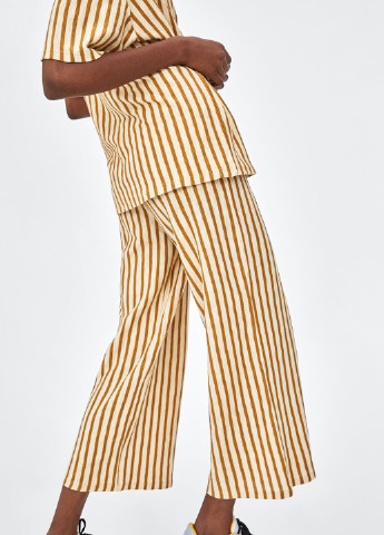 Желтые кэжуал демисезонные прямые брюки Zara