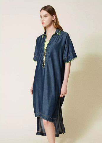 Сіро-синя кежуал, джинсова сукня оверсайз Twin-Set однотонна