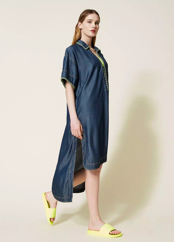 Сіро-синя кежуал, джинсова сукня оверсайз Twin-Set однотонна