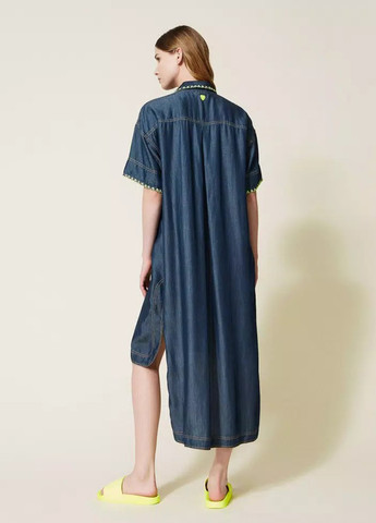 Сіро-синя кежуал, джинсова сукня оверсайз Twin-Set однотонна