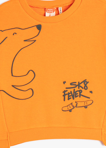 KOTON свитшот рисунок оранжевый кэжуал хлопок, трикотаж