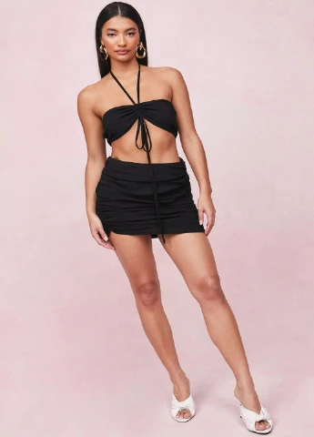 Черная однотонная юбка Boohoo
