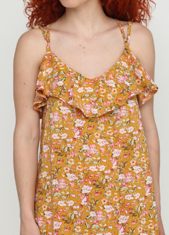 Горчичное кэжуал платье Zhmurchenko Brand с цветочным принтом