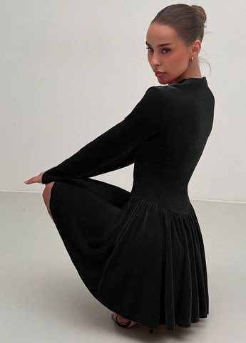 Черное праздничный, коктейльное, вечернее, кэжуал платье клеш, а-силуэт, с корсетом SHEIN однотонное