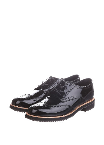 Черные женские кэжуал туфли с перфорацией без каблука - фото