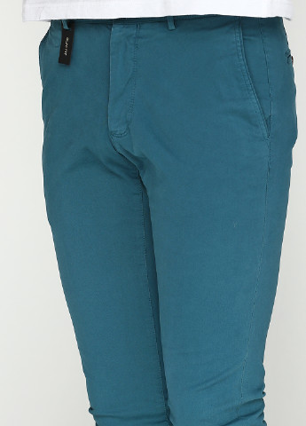 Темно-бирюзовые кэжуал демисезонные зауженные брюки Massimo Dutti