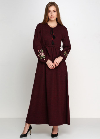 Бордовое кэжуал платье Mada Aberna с геометрическим узором