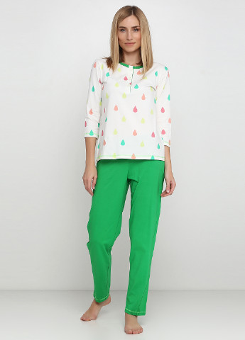 Зеленая всесезон пижама (лонгслив, брюки) лонгслив + брюки Nice Connection