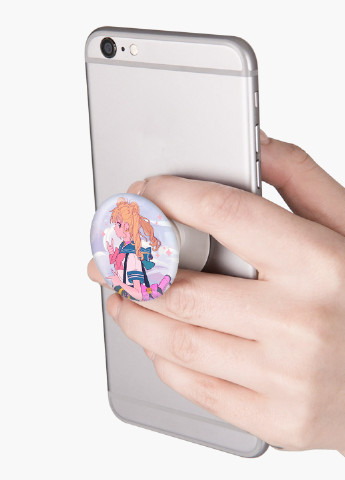 Попсокет (Popsockets) держатель для смартфона Сейлор Мун (Sailor Moon) (8754-2910) Черный MobiPrint (229014745)