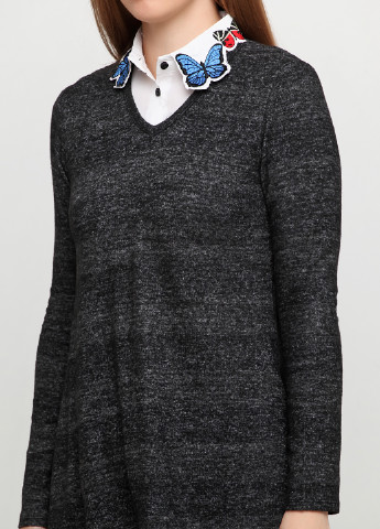 Пуловер Pepper&Mint - Прямой крой меланж графитовый кэжуал - (141795473)