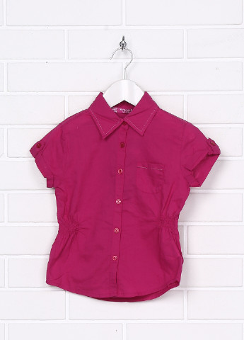 Фиолетовая однотонная блузка с коротким рукавом Terranova летняя