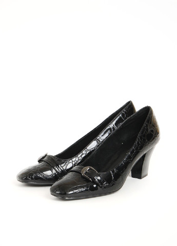 Черные женские кэжуал туфли с пряжкой на высоком каблуке - фото