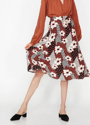Разноцветная кэжуал цветочной расцветки юбка KOTON а-силуэта (трапеция)