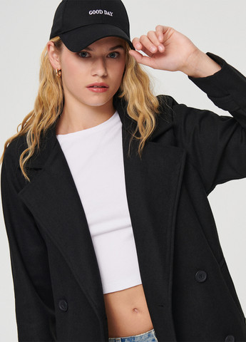 Черное демисезонное Пальто двубортное House