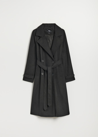 Черное демисезонное Пальто двубортное House