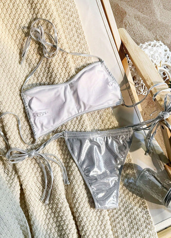Срібний літній купальник (ліф, трусики) топ, роздільний SHEIN