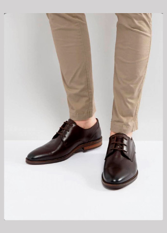 Темно-коричневые классические кожанные туфли Tommy Hilfiger на шнурках