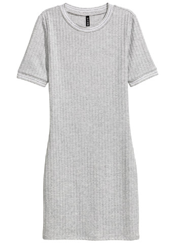 Светло-серое кэжуал платье платье-футболка H&M однотонное