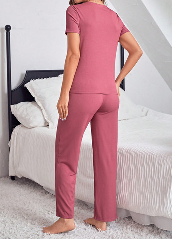 Розовый демисезонный комплект (рубашка, брюки) SHEIN