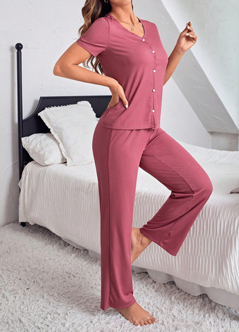 Розовый демисезонный комплект (рубашка, брюки) SHEIN